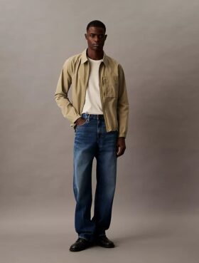 Giacca classica con zip in misto cotone