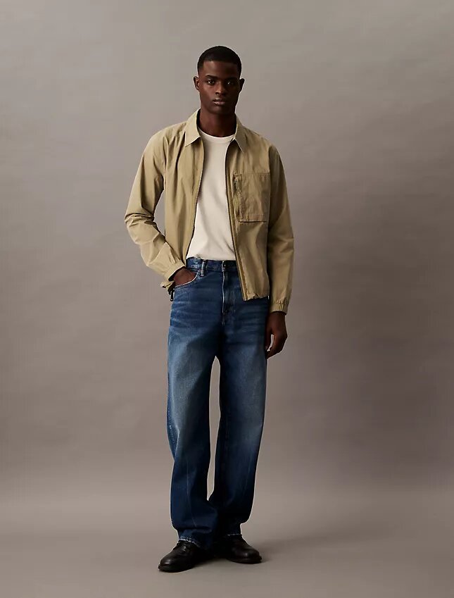 Giacca classica con zip in misto cotone Giacca classica con zip in misto cotone
