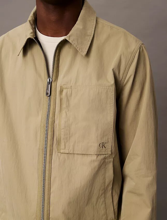 Giacca classica con zip in misto cotone Giacca classica con zip in misto cotone