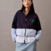 Giacca con zip in nylon a blocchi di colore
