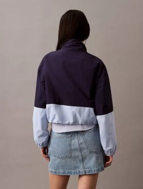 Giacca con zip in nylon a blocchi di colore