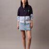 Giacca con zip in nylon a blocchi di colore
