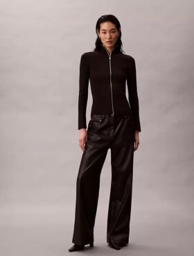 Giacca con zip in nylon a costine