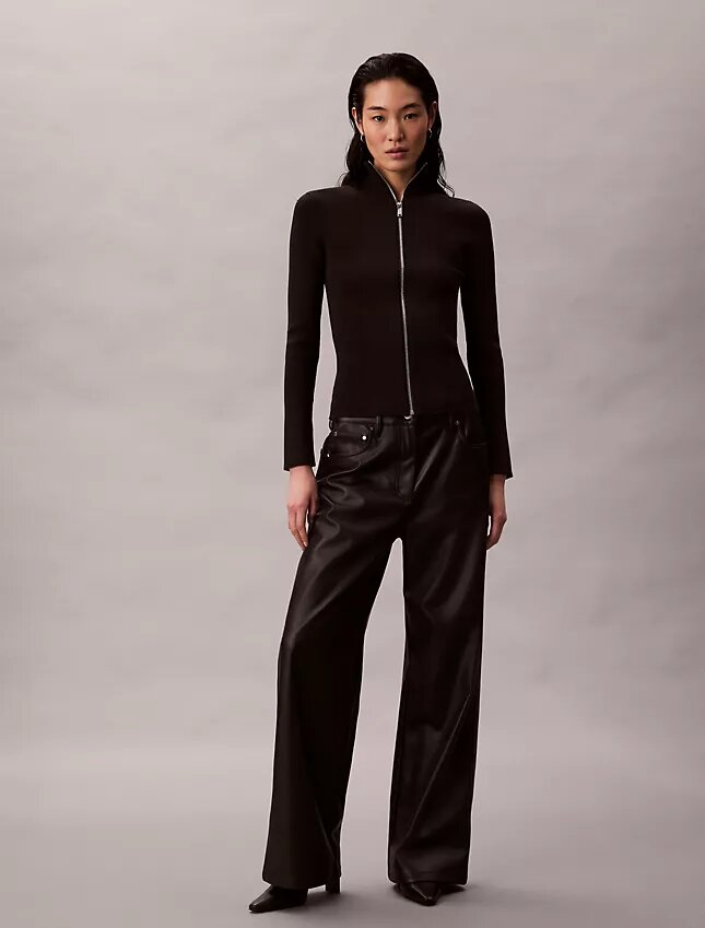 Giacca con zip in nylon a costine Giacca con zip in nylon a costine
