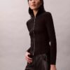 Giacca con zip in nylon a costine Giacca con zip in nylon a costine