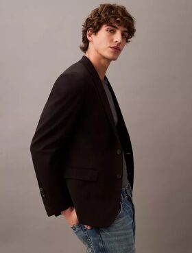 Giacca slim in gabardine di lana