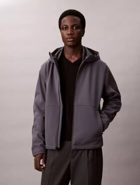 Giacca softshell con cappuccio e zip