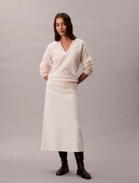 Gonna midi in lana merino