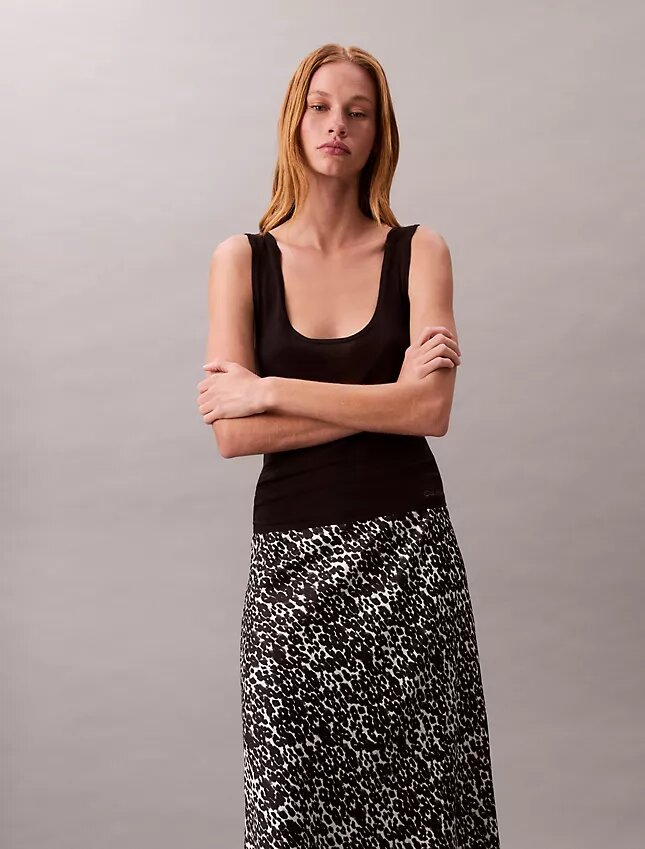 Gonna midi in raso stampato Gonna midi in raso stampato