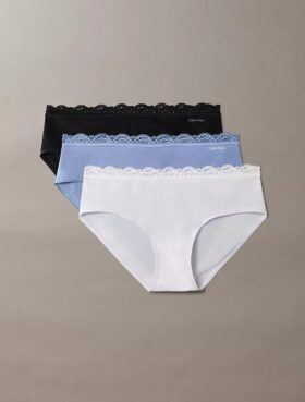 Hipster in microfibra elasticizzata con pizzo, confezione da 3