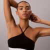 Icon Bralette halter in cotone e Modal Unlined senza imbottitura