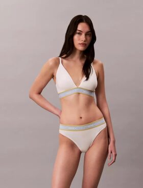 Icon Bralette triangolare a righe in cotone e Modal, leggermente foderata