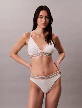 Icon Bralette triangolare a righe in cotone e Modal, leggermente foderata