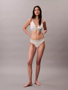 Icon Bralette triangolare a righe in cotone e Modal, leggermente foderata