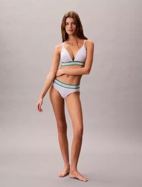 Icon Bralette triangolare a righe in cotone e Modal, leggermente foderata