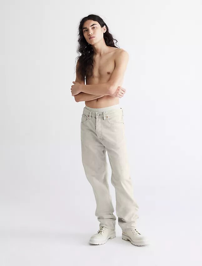 Jeans a gamba dritta con tintura marmorizzata Jeans a gamba dritta con tintura marmorizzata