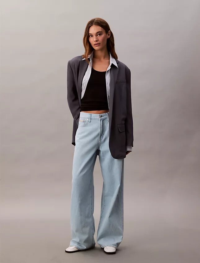 Jeans a gamba larga in misto lino Jeans a gamba larga in misto lino