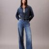 Jeans a gamba larga in misto lino Jeans a gamba larga in misto lino
