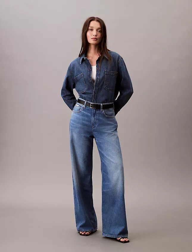 Jeans a gamba larga in misto lino Jeans a gamba larga in misto lino