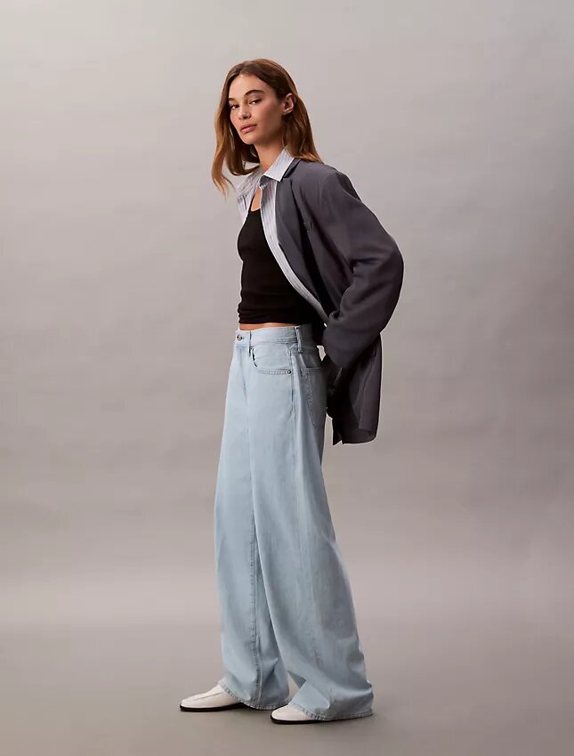 Jeans a gamba larga in misto lino Jeans a gamba larga in misto lino