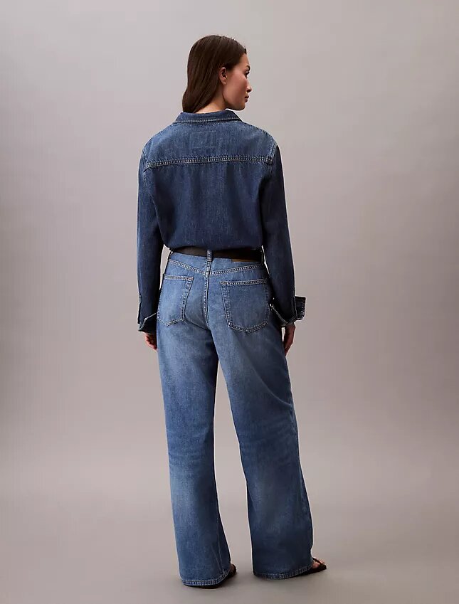 Jeans a gamba larga in misto lino Jeans a gamba larga in misto lino