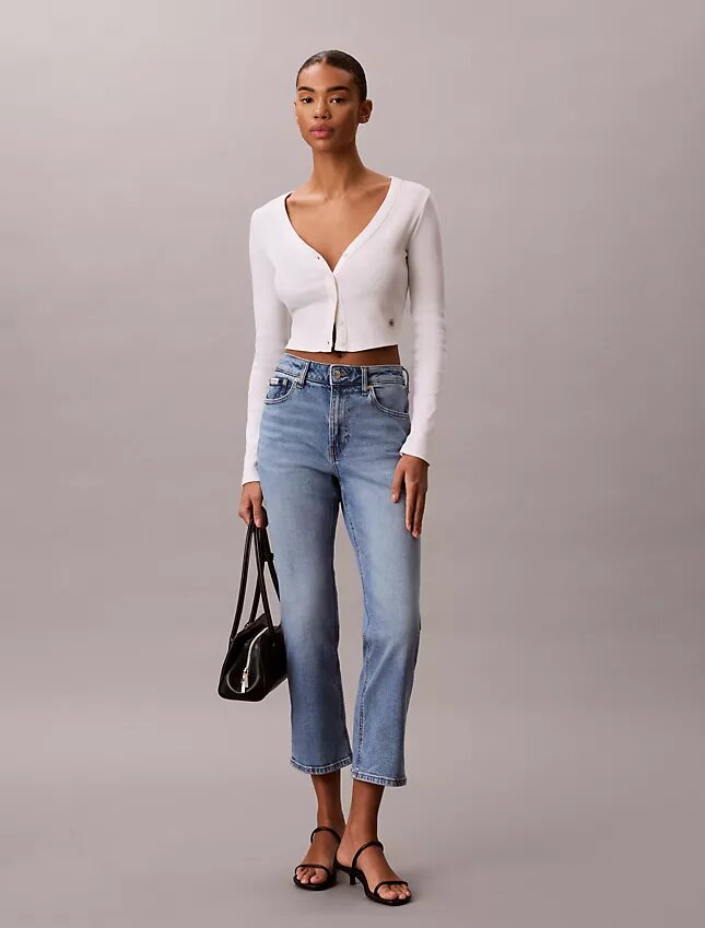 Jeans a vita alta, cropped e svasati Jeans a vita alta, cropped e svasati