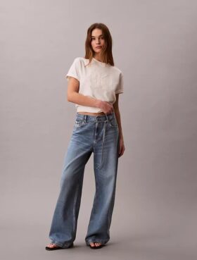 Jeans baggy a vita bassa con cintura