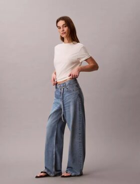 Jeans baggy a vita bassa con cintura