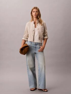 Jeans baggy a vita bassa con logo
