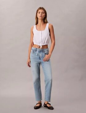 Jeans cropped a vita alta in misto Lyocell