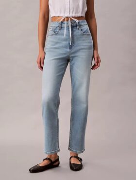 Jeans cropped a vita alta in misto Lyocell