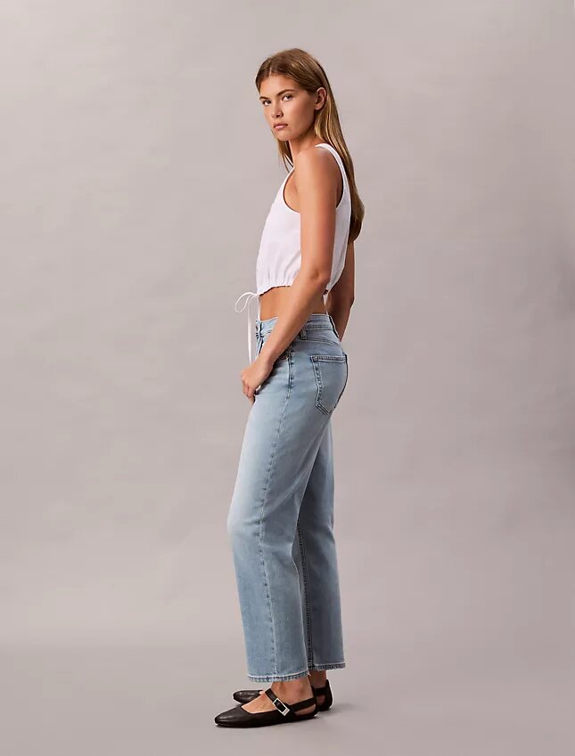 Jeans cropped a vita alta in misto Lyocell Jeans cropped a vita alta in misto Lyocell