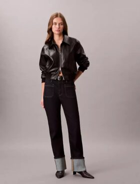 Jeans dritti con risvolto