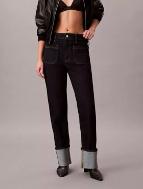Jeans dritti con risvolto
