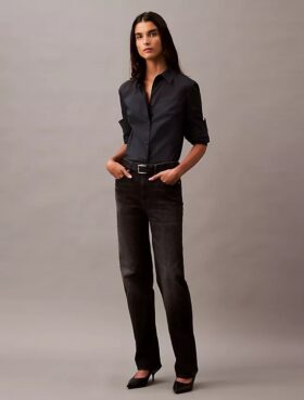 Jeans in cotone e cashmere dal taglio morbido