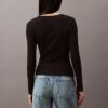 Maglietta a maniche lunghe slim fit in cotone a costine
