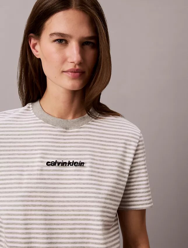 Maglietta a righe con logo CK Maglietta a righe con logo CK