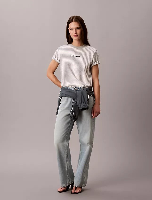 Maglietta a righe con logo CK Maglietta a righe con logo CK