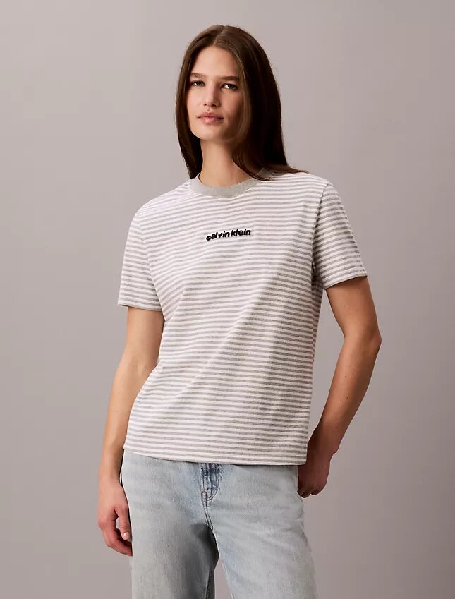 Maglietta a righe con logo CK Maglietta a righe con logo CK