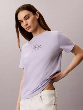 Maglietta classica con logo Calvin Script
