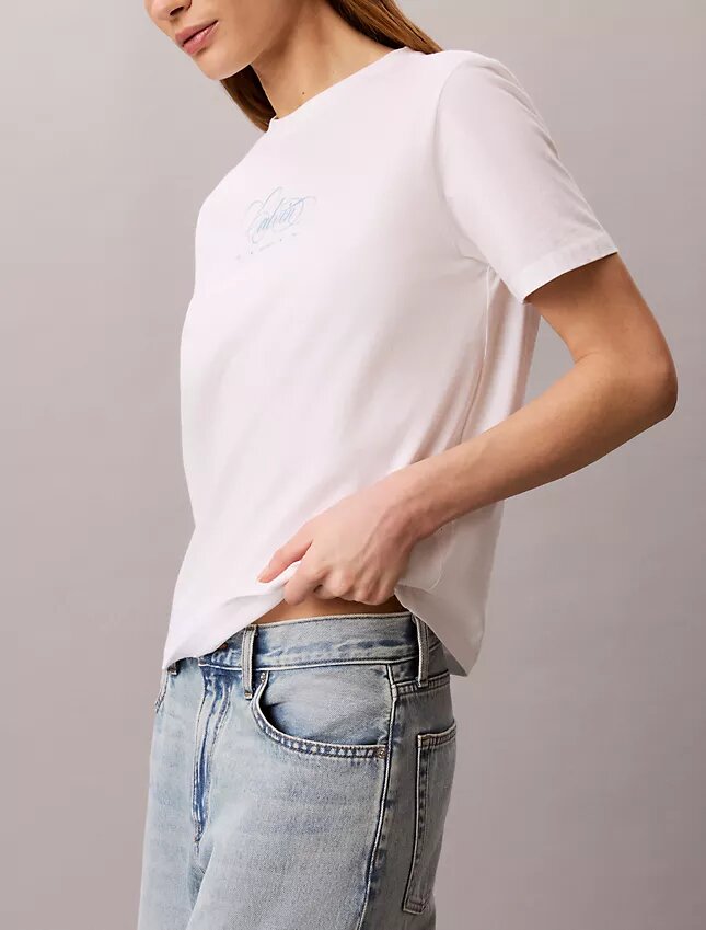 Maglietta classica con logo Calvin Script Maglietta classica con logo Calvin Script