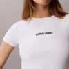 Maglietta corta con logo a costine sagomate Maglietta corta con logo a costine sagomate