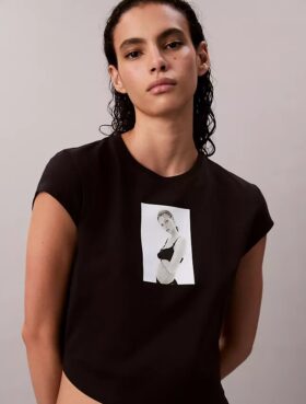 Maglietta corta con stampa Kate Moss Maglietta corta con stampa Kate Moss