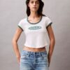 Maglietta corta in cotone e cashmere
