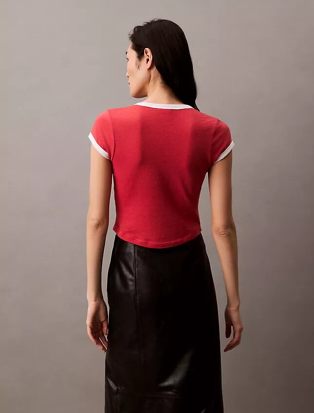 Maglietta corta in cotone e cashmere Maglietta corta in cotone e cashmere