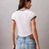 Maglietta corta in cotone e cashmere