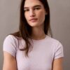 Maglietta corta in cotone Stretch a costine Maglietta corta in cotone Stretch a costine