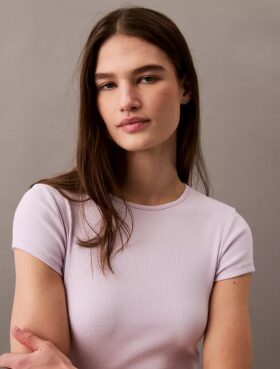 Maglietta corta in cotone Stretch a costine