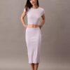 Maglietta corta in cotone Stretch a costine Maglietta corta in cotone Stretch a costine