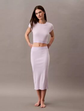 Maglietta corta in cotone Stretch a costine